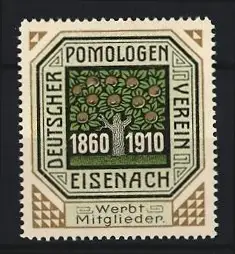 Reklamemarke Eisenach, Deutscher Pomologen-Verein 1860-1910, Apfelbaum
