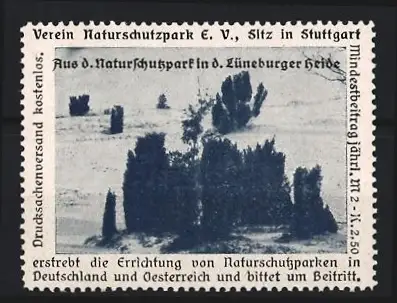 Reklamemarke Stuttgart, Verein Naturschutzpark e.V., Heidelandschaft Lüneburger Heide