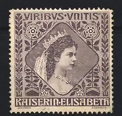 Reklamemarke Viribus Unitis, Sisi Kaiserin Elisabeth von Österreich, Porträt mit Krone