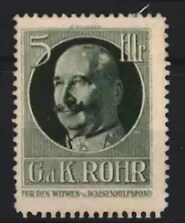 Reklamemarke Witwen & Waisenhilfsfond, Portrait General der Kavallerie Rohr
