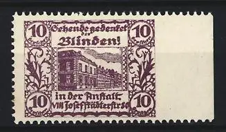 Reklamemarke Wien, Gedenket den Blinden, Anstalt in der Josefstädter Strasse. 80