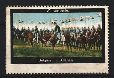 Reklamemarke Belgien, Ulanen, Reitertruppe