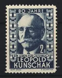 Reklamemarke Österreich, 80 Jahre Leopold Kunschak, Porträt des Politikers