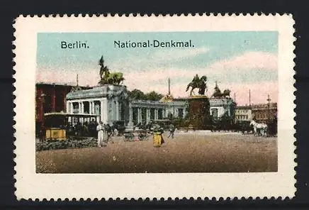 Reklamemarke Berlin, National-Denkmal, Reiterstatuen, Strassenbahn
