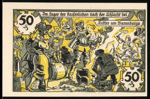 Notgeld Lutter am Barenberge 1920, 50 Pf, kaiserliches Lager nach der Schlacht bei Lutter