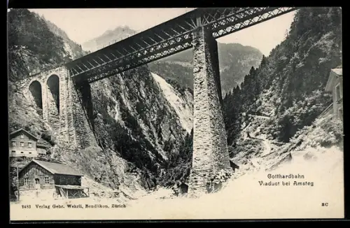 AK Amsteg, Gotthardbahn, Viaduct