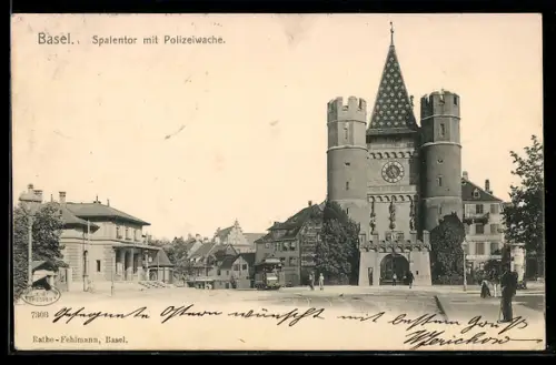 AK Basel, Spalentor mit Polizeiwache
