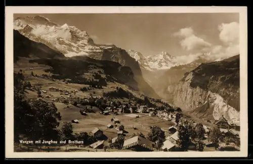 AK Wengen, Panorama mit Jungfrau und Breithorn