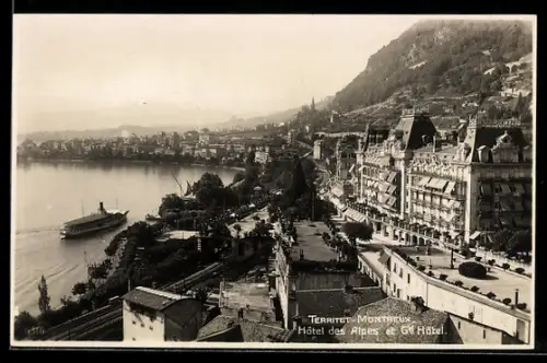 AK Territet-Montreux, Hôtel des Alpes et Gd Hôtel