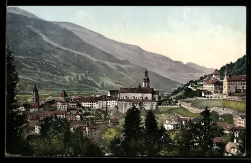 AK Chur, Ortsansicht mit Bergen