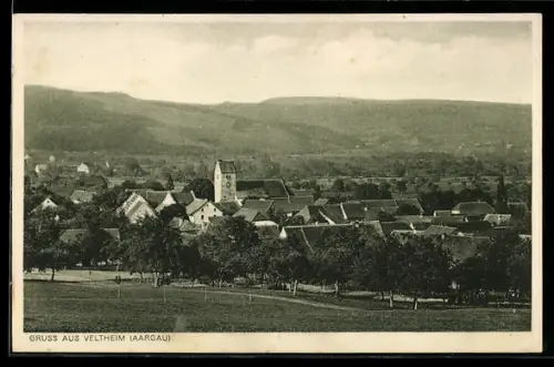 AK Veltheim /Aargau, Teilansicht mit Kirche