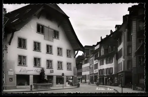 AK Aarau /Rain, Strassenpartie mit Geschäften