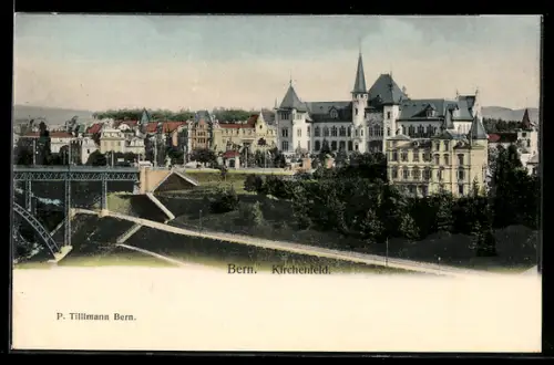 AK Bern, Kirchenfeld, Strassenpartie mit Brücke
