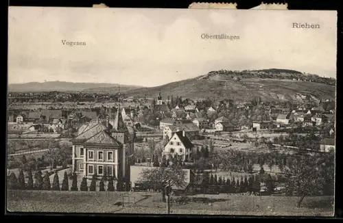 AK Riehen, Teilansicht, Vogesen und Obertüllingen