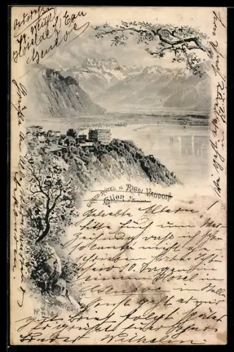 Lithographie Glion, Grand Hôtel du Righi Vaudois