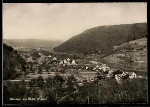 AK Rümikon am Rhein /Aarg., Dorf und Rhein