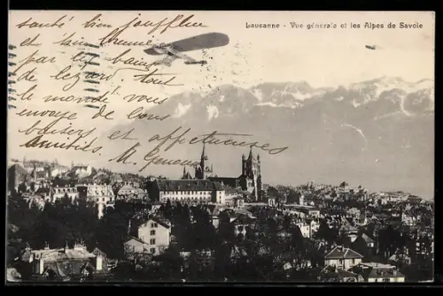 AK Lausanne, Vue générale et les Alpes de Savoie, Aviation