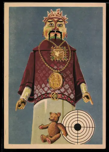 AK Wien, Prater, Wiener Wurstelprater, Entwurf von Ludwig Foff, Zielscheibe mit chinesischer Figur