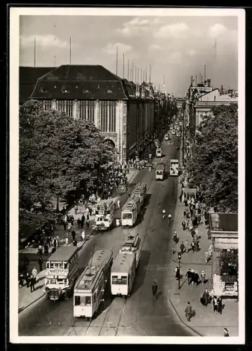 AK Berlin, Blick in die Leipziger Strasse, Strassenbahn