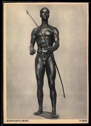 AK R. Scheibe Bogenschütze, Bronzeskulptur
