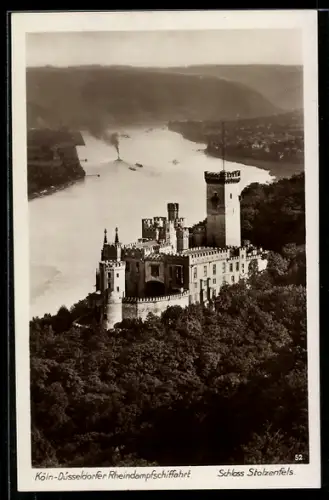 AK Schloss Stolzenfels mit Dampfschiff auf dem Rhein