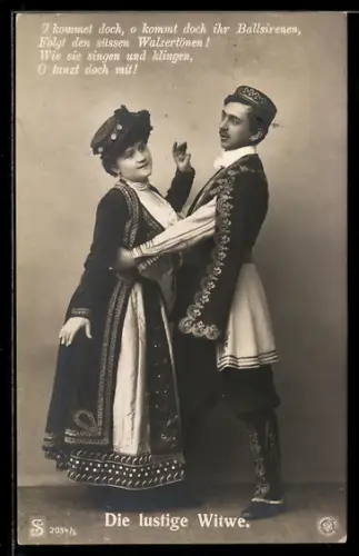 AK Die lustige Witwe, O kommet doch..., Operettendarsteller_In