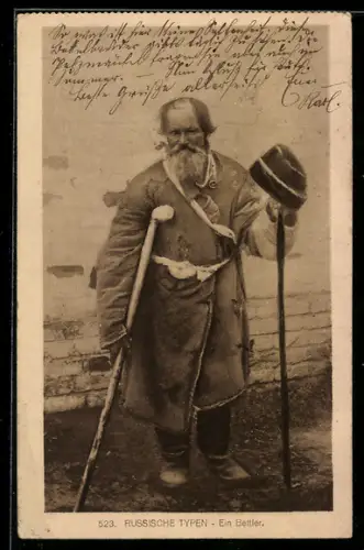 AK Russische Typen - Ein Bettler