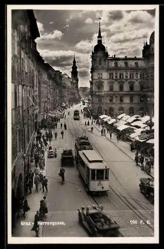 AK Graz, Herrengasse mit Strassenbahn