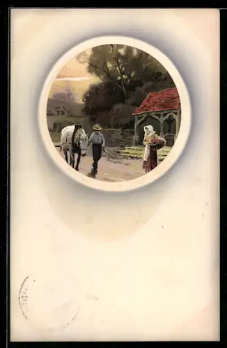 Künstler-AK Meissner & Buch (M&B) Nr.1527: Heimkehr von der Feldarbeit