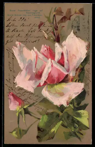 Lithographie eine rosa Rose