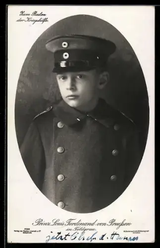 AK Prinz Louis Ferdinand von Preussen in Feldgrau, Passepartout-Rahmen