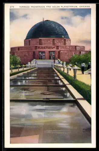 AK Chicago, International Exposition 1934, Terrazo Promenade and Adler Planetarium