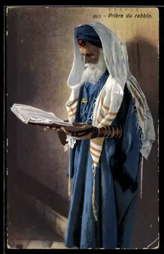 AK Priere du rabbin, La priera d`un rabbino, Rabbiner mit Gebetsbuch