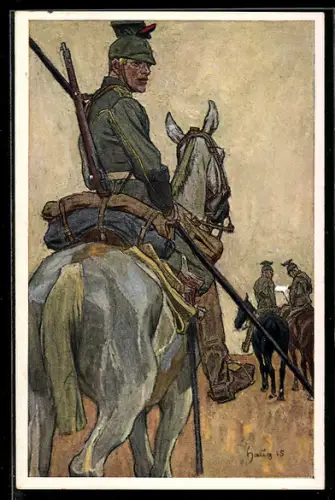 Künstler-AK Königs-Ulan im Feld