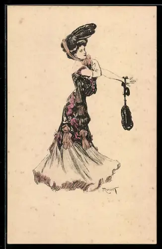 Künstler-AK Ferdinand von Reznicek: Elegant gekleidete Dame