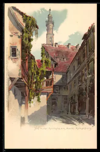 Künstler-AK Otto Hammel: Rothenburg o. T., Hof in der Apotheke am Markt