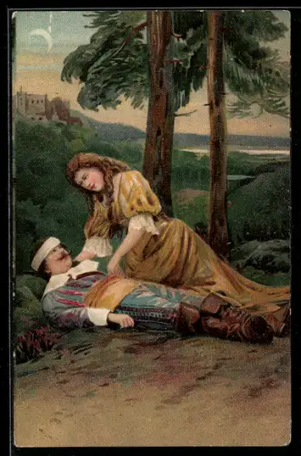 Lithographie In Uwe Armen wil ik geheel genezen..., Trompeter von Säckingen