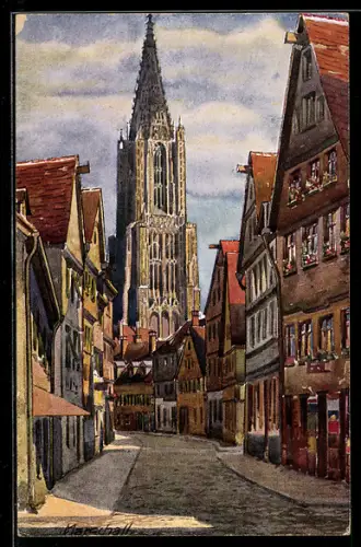 Künstler-AK Ulm, Walfischgasse und Münster