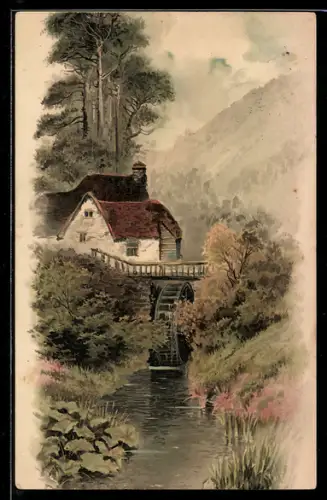 Künstler-AK Meissner & Buch (M&B) Nr. 1230: Wassermühle an einem Fluss