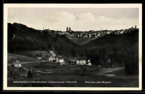 AK Freudenstadt /Schwarzwald, Blick aus dem Murgtal auf den Ort