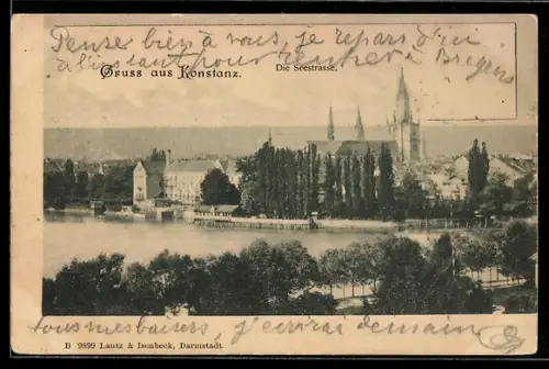 AK Konstanz, Seestrasse, Münster, Stadtansicht