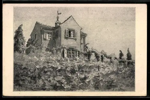 Künstler-AK Meersburg am Bodensee, Annettes Fürstenhäusl