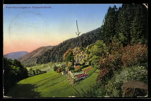 AK Oppenau, Post-Erholungsheim Wasserfallhotel