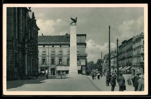 AK Karlsruhe, Kaiserstrasse, Hauptpost, 109er Denkmal