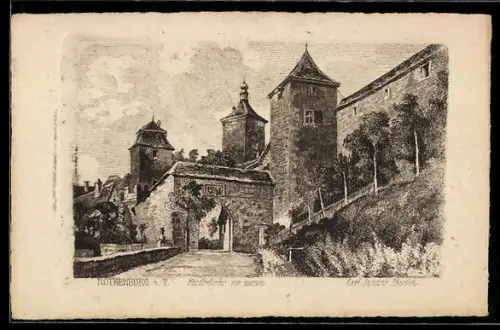 Künstler-AK Rothenburg o. T., Röderthor von aussen