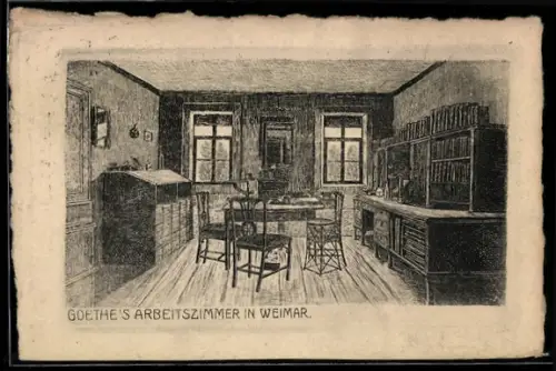 Künstler-AK Weimar, Goethes Arbeitszimmer