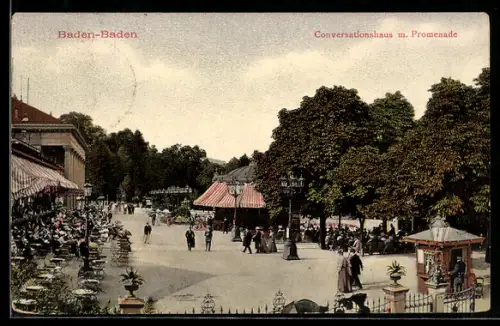 AK Baden-Baden, Conversationshaus, Promenade, Kiosk
