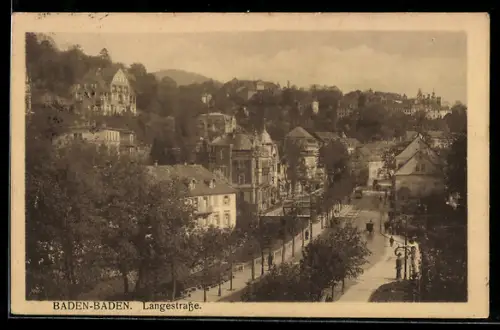 AK Baden-Baden, Langestrasse, Strassenbahn
