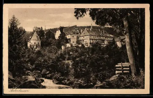 AK Bebenhausen, Fachwerkhäuser, Flusslauf, Wald