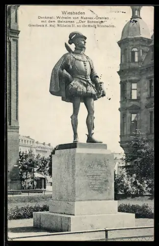 AK Wiesbaden, Denkmal Wilhelm von Nassau-Oranien